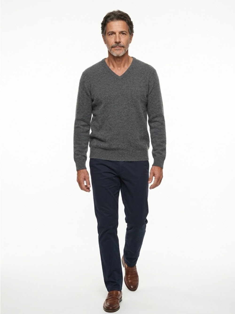 Old Navy 100% Cashmere Men's L V-Neck Pullover Long Sleeve Casual Gray Sweater